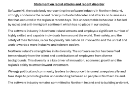 Software NI statement on racist attacks and recent disorder